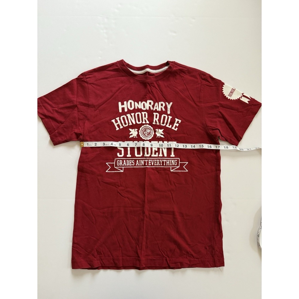 Old Navy Boys Large 10/12 T-Shirt Maroon Honor Roll Graphic School Cotton Tee